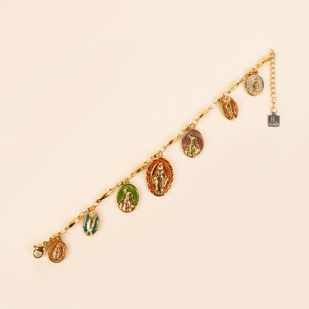 BRACCIALE FINO CON PENDENTI SACRI COLORATI