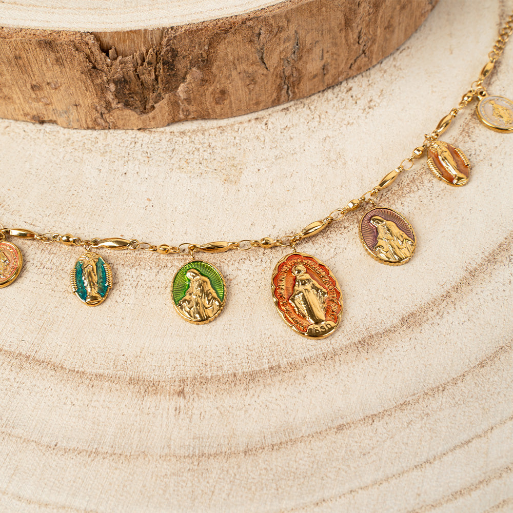 BRACCIALE FINO CON PENDENTI SACRI COLORATI