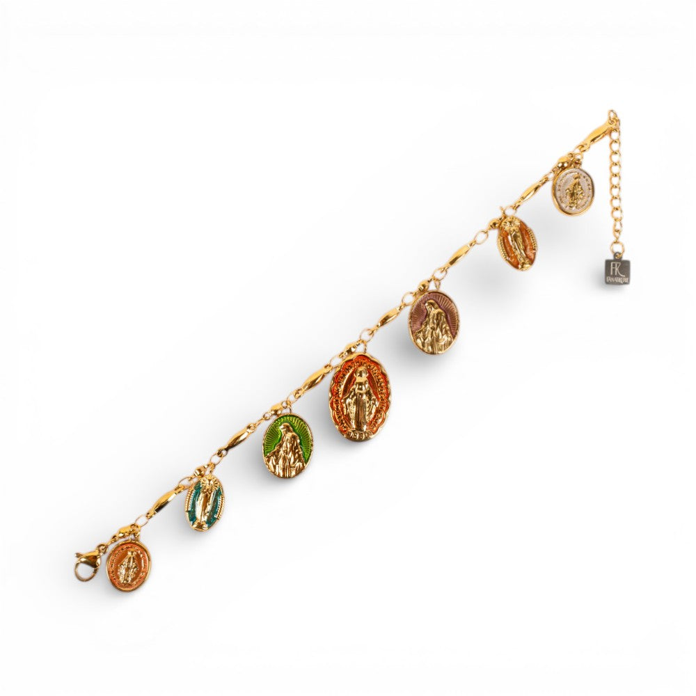 BRACCIALE FINO CON PENDENTI SACRI COLORATI