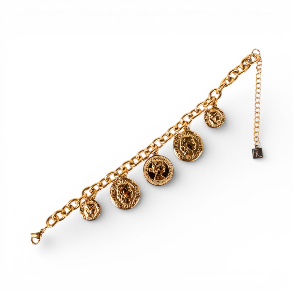 BRACCIALE A CATENA CON MONETE PENDENTI