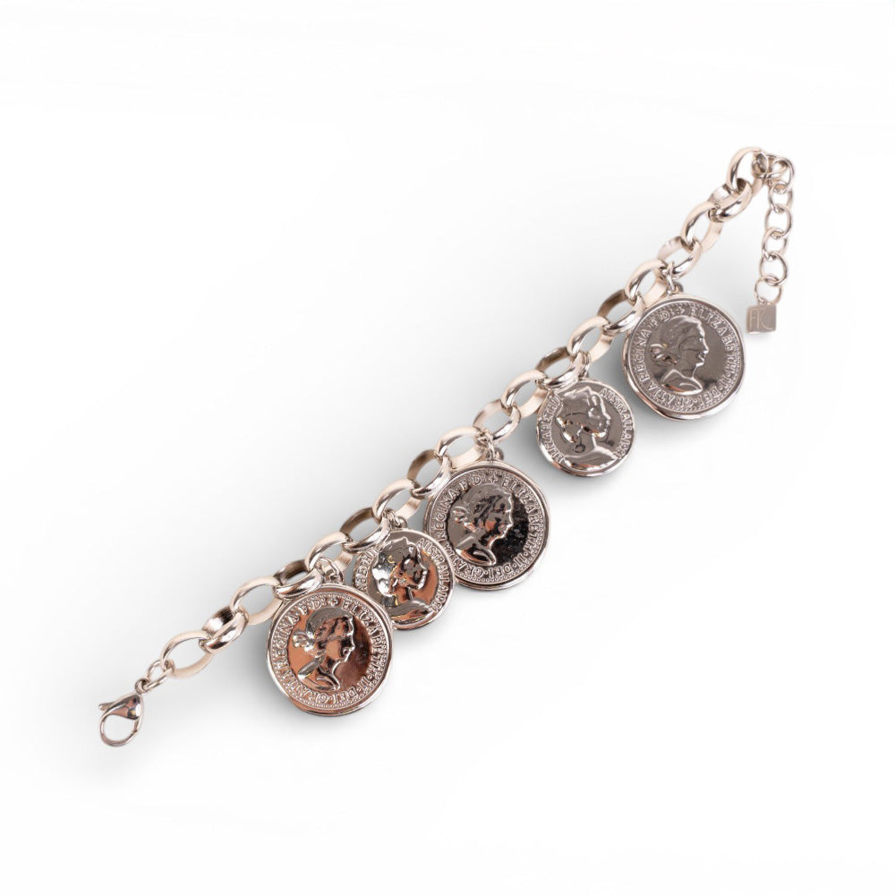 BRACCIALE A CATENA CON CINQUE MONETE PENDENTI