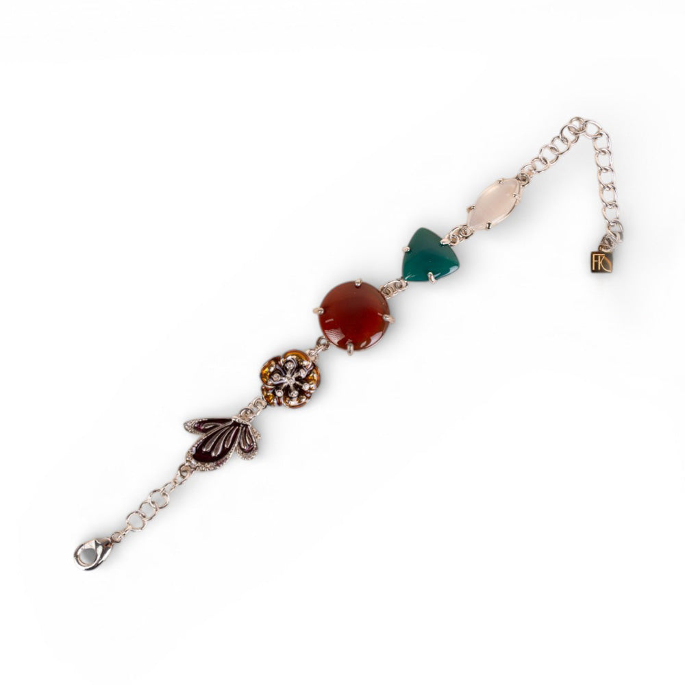BRACCIALE CON PIETRE FARFALLA E FIORE