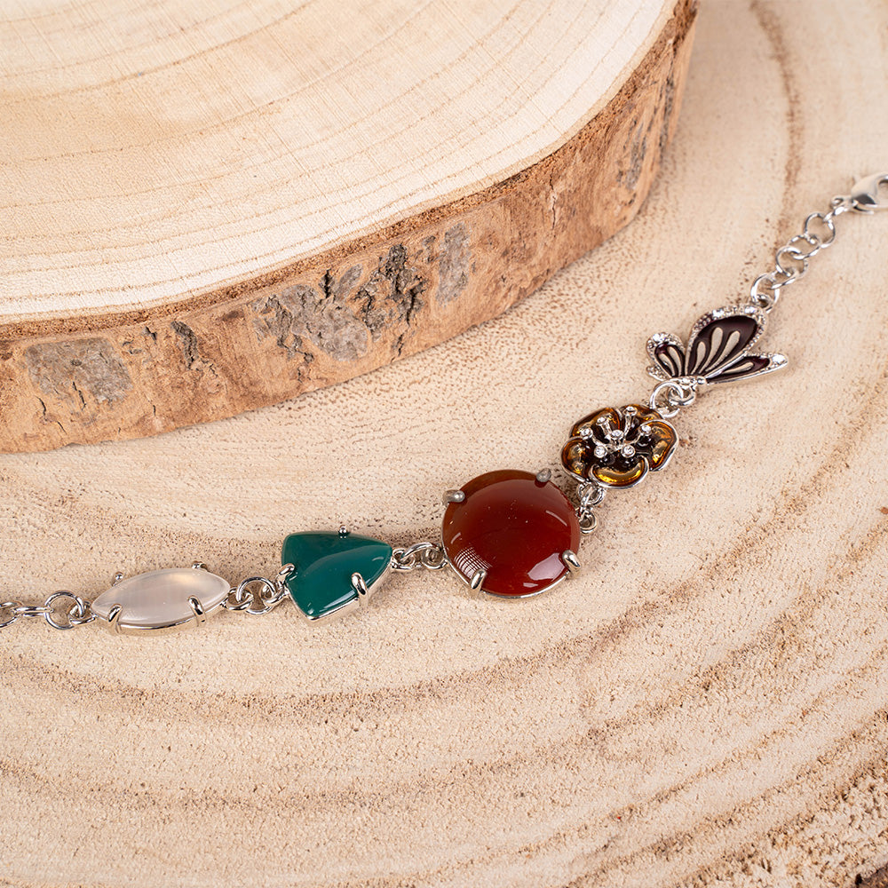 BRACCIALE CON PIETRE FARFALLA E FIORE