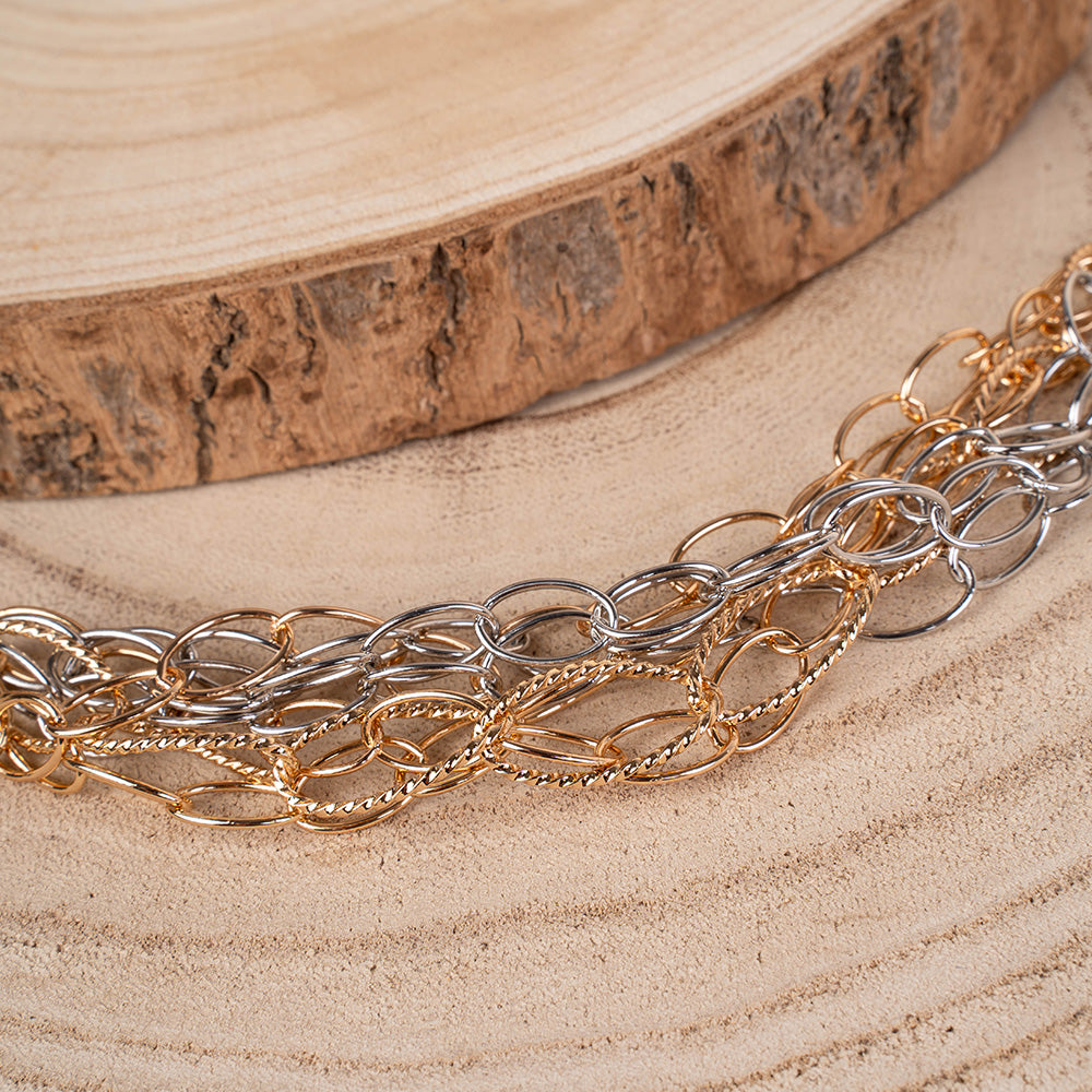 BRACCIALE MULTIFILO CON CATENE A CONTRASTO