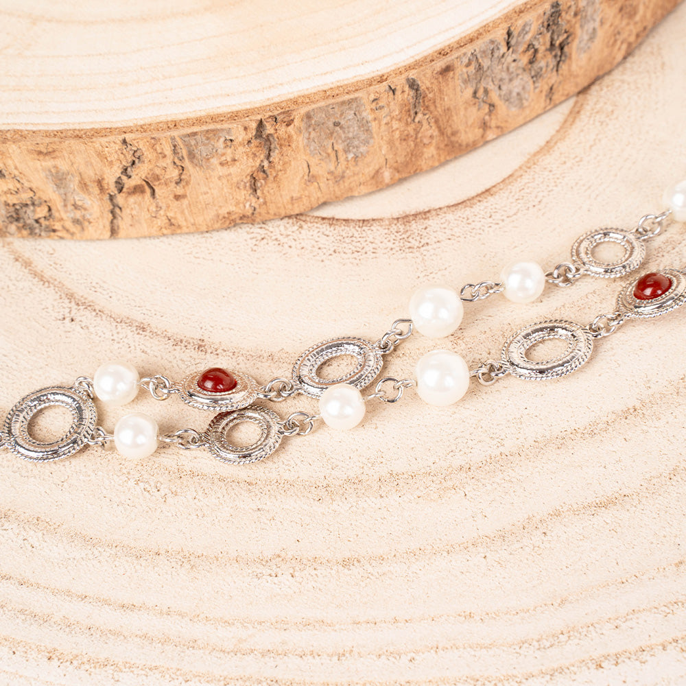 BRACCIALE A DUE FILI BERLE E DISCHI LAVORATI