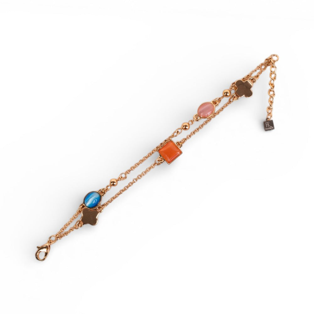 BRACCIALE CON DUE FILI E ELEMENTI COLORATI