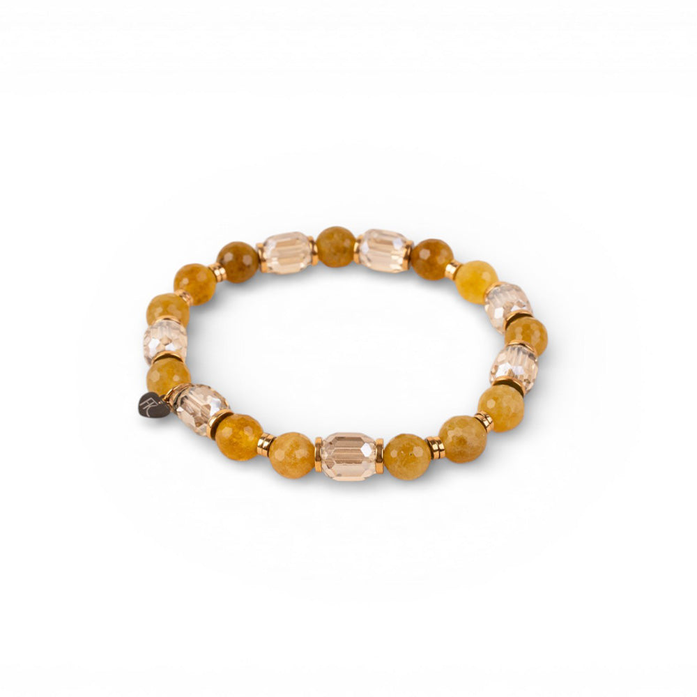 BRACCIALE ELASTICO CON SFERE SFACCETTATE E CILINDRI