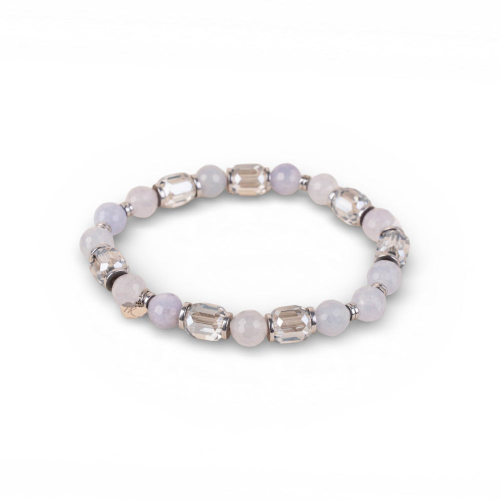 BRACCIALE ELASTICO CON SFERE SFACCETTATE E CILINDRI