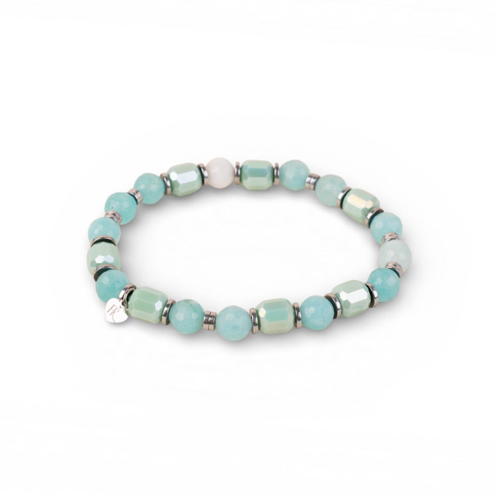 BRACCIALE ELASTICO CON SFERE SFACCETTATE E CILINDRI