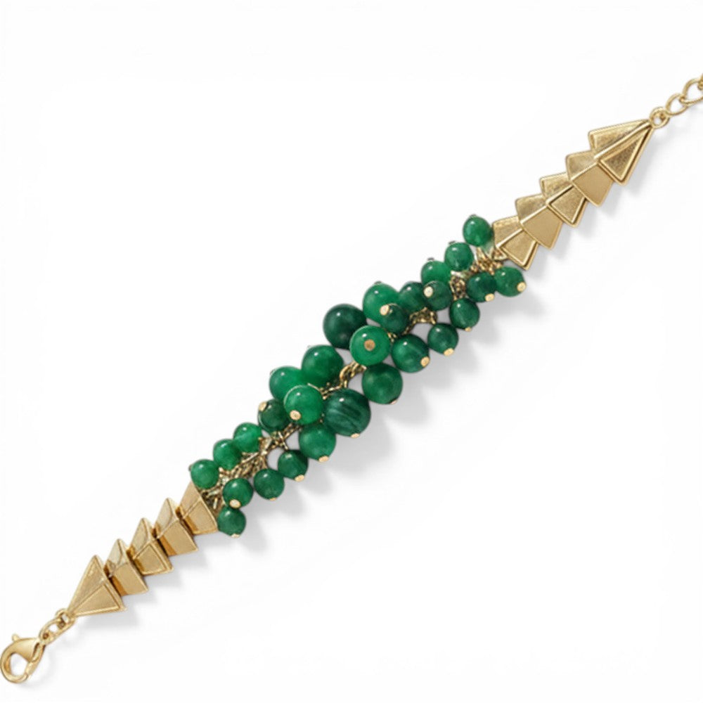 BRACCIALE MULTIFILO CON SFERE COLORATE E TRIANGOLI TRIDIMENSIONALI AI LATI