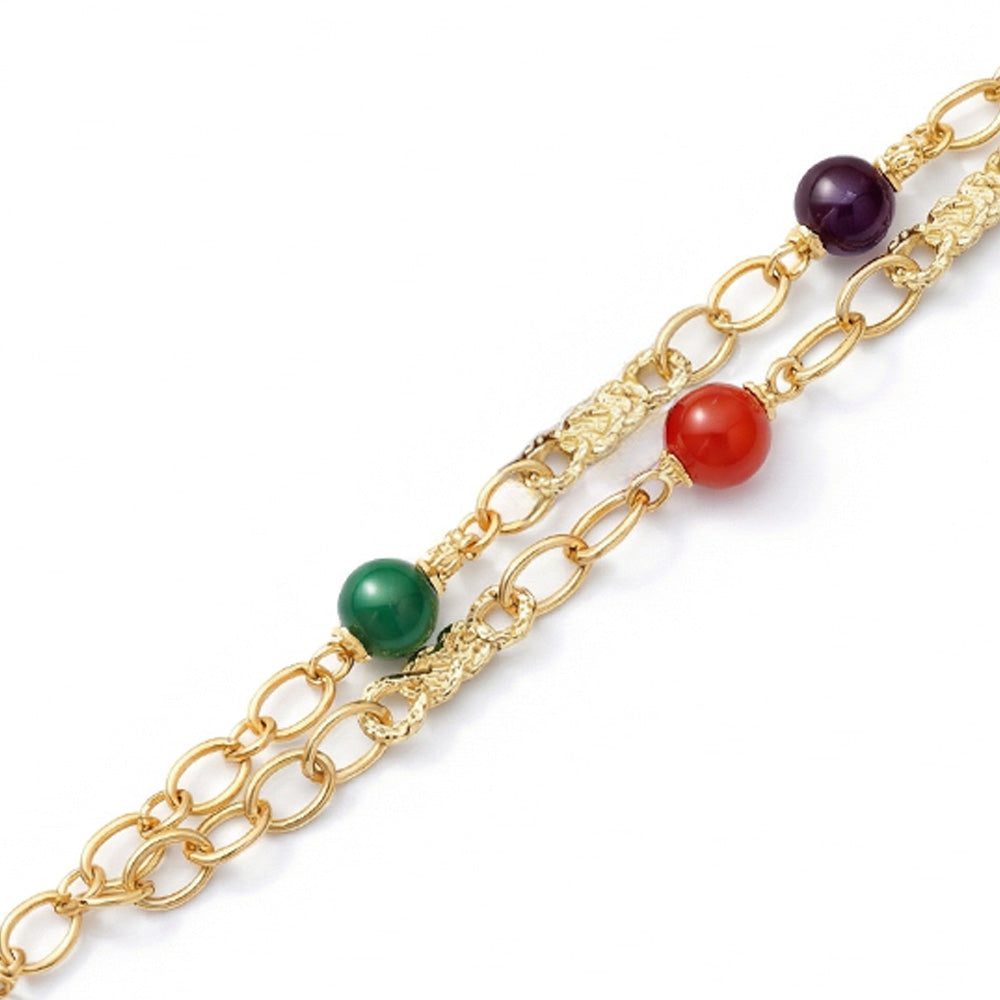 BRACCIALE A DUE FILI CON PIETRE E NODI