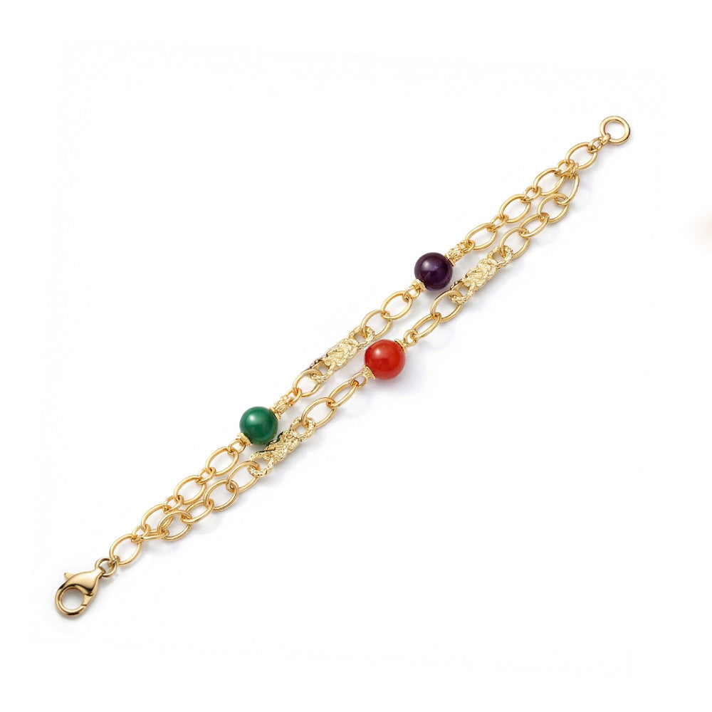 BRACCIALE A DUE FILI CON PIETRE E NODI