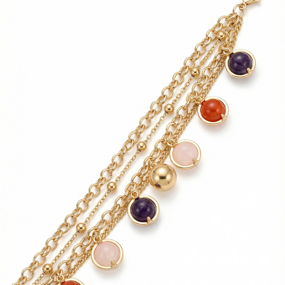 BRACCIALE MULTIFILO CON SFERE COLORATE PENDENTI