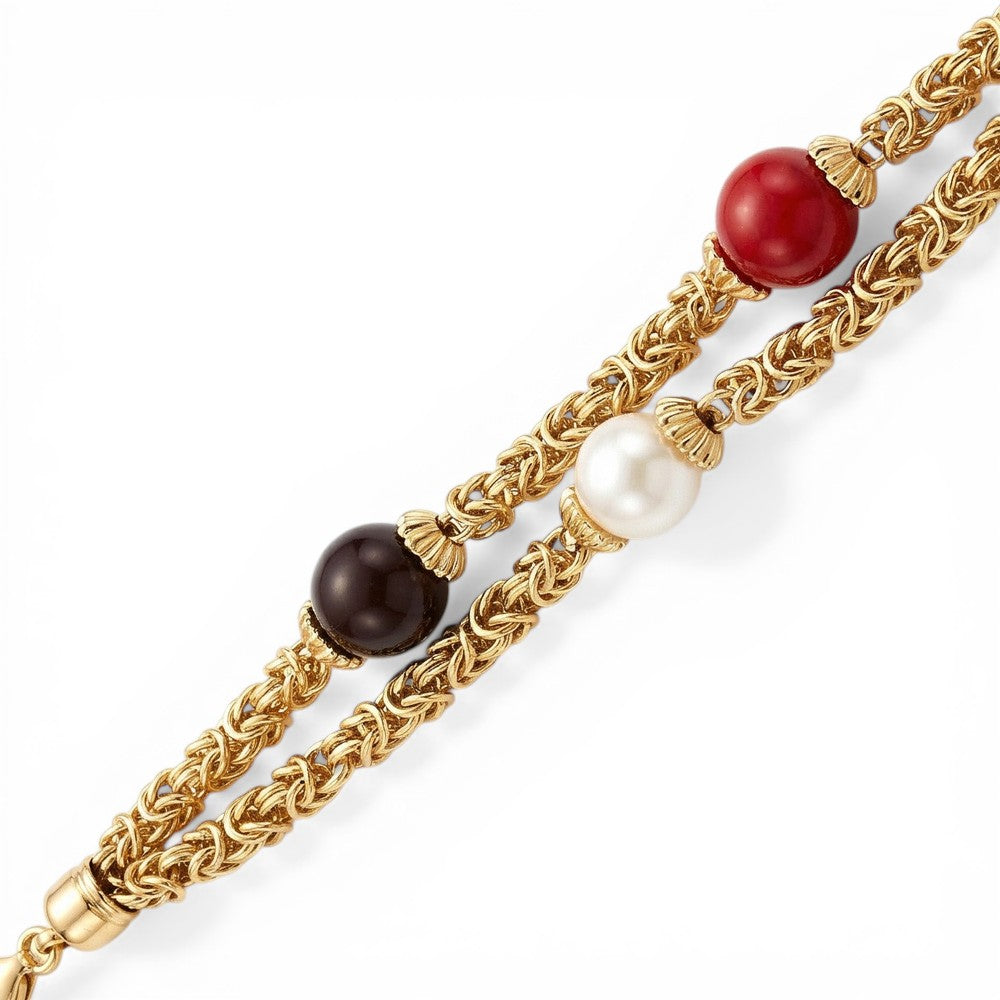 BRACCIALE A DUE FILI CON SFERE COLORATE