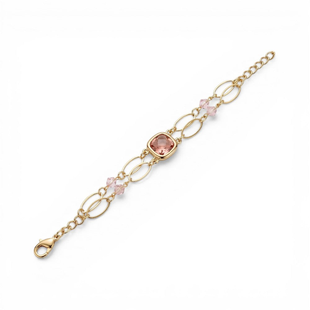 BRACCIALE A FILA DOPPIA CON PIETRA CENTRALE