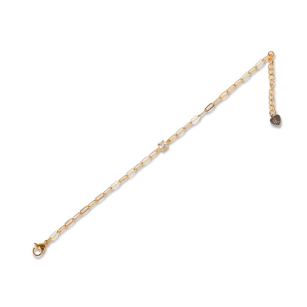BRACCIALE A CATENA FINA CON STRASS COLORATO CENTRALE