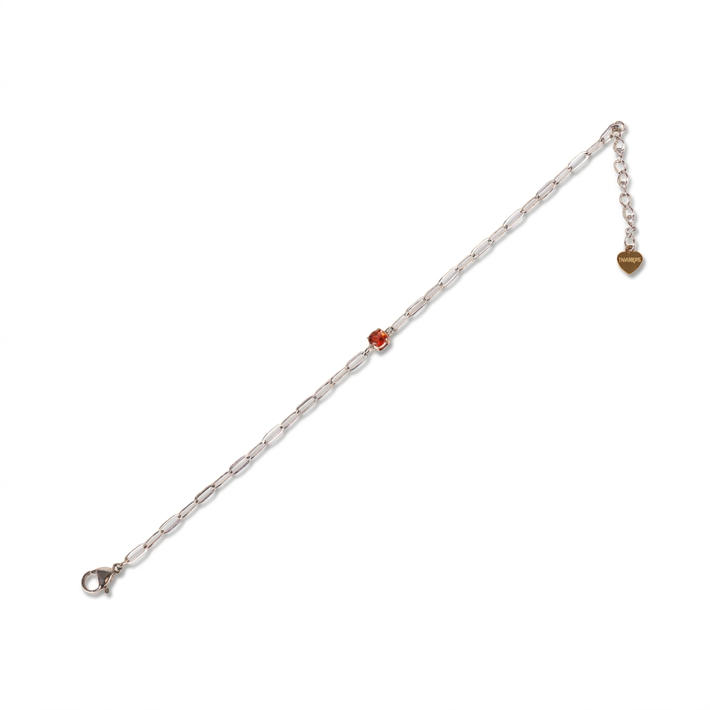 BRACCIALE A CATENA FINA CON STRASS COLORATO CENTRALE