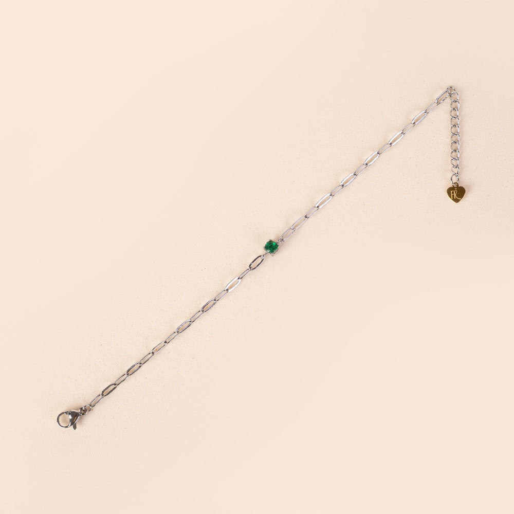 BRACCIALE A CATENA FINA CON STRASS COLORATO CENTRALE