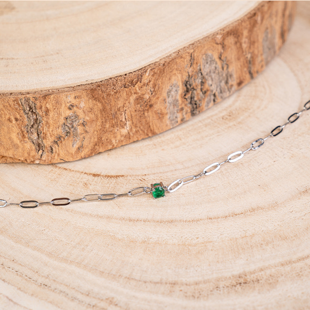 BRACCIALE A CATENA FINA CON STRASS COLORATO CENTRALE