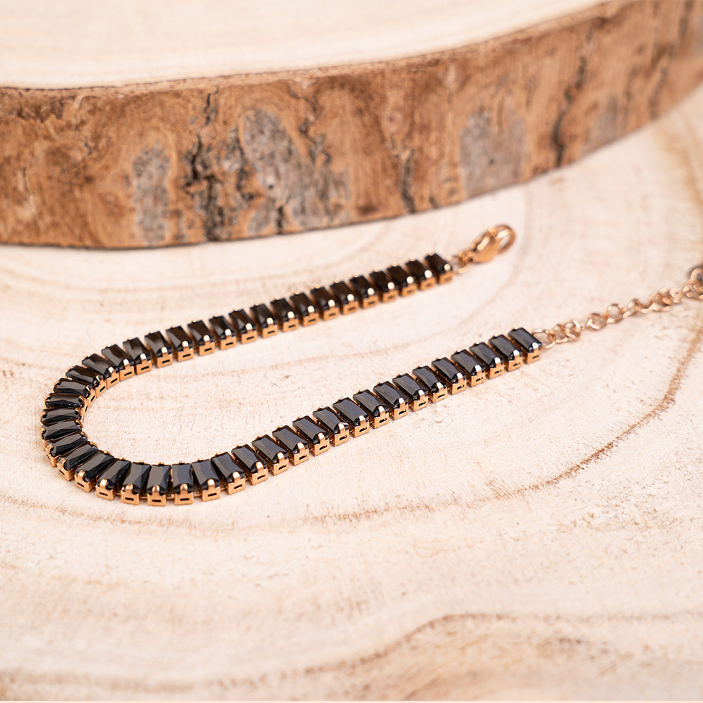 BRACCIALE MODELLO TENNIS CON STRASS RETTANGOLARI