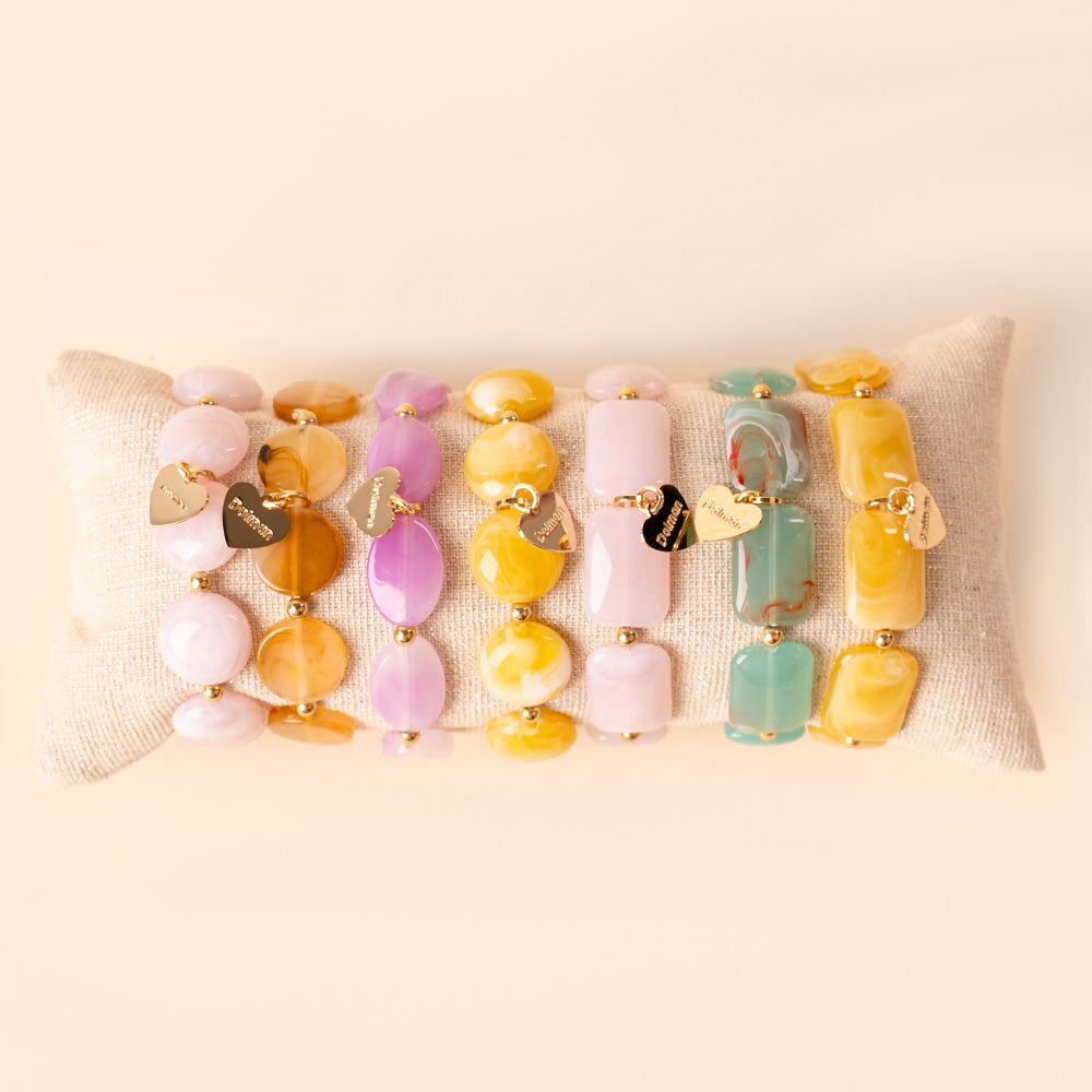 BRACCIALI ELASTICI CON PIETRE COLORATE