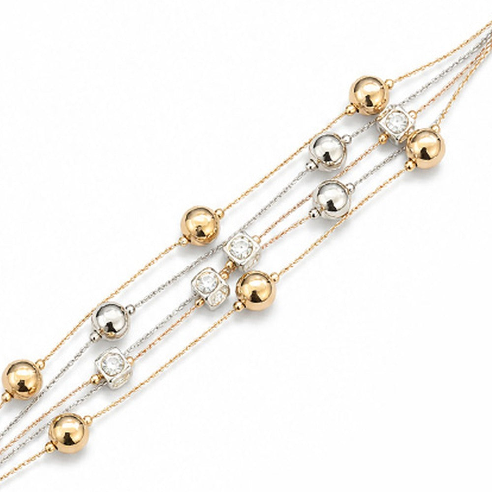 BRACCIALE MORBIDO MULTIFILO CON SFERA E CUBI CON STRASS