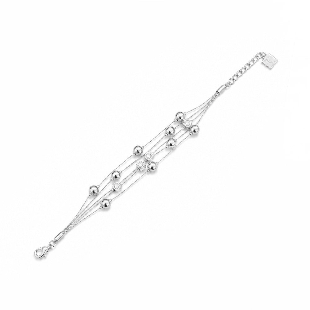 BRACCIALE MORBIDO MULTIFILO CON SFERA E CUBI CON STRASS