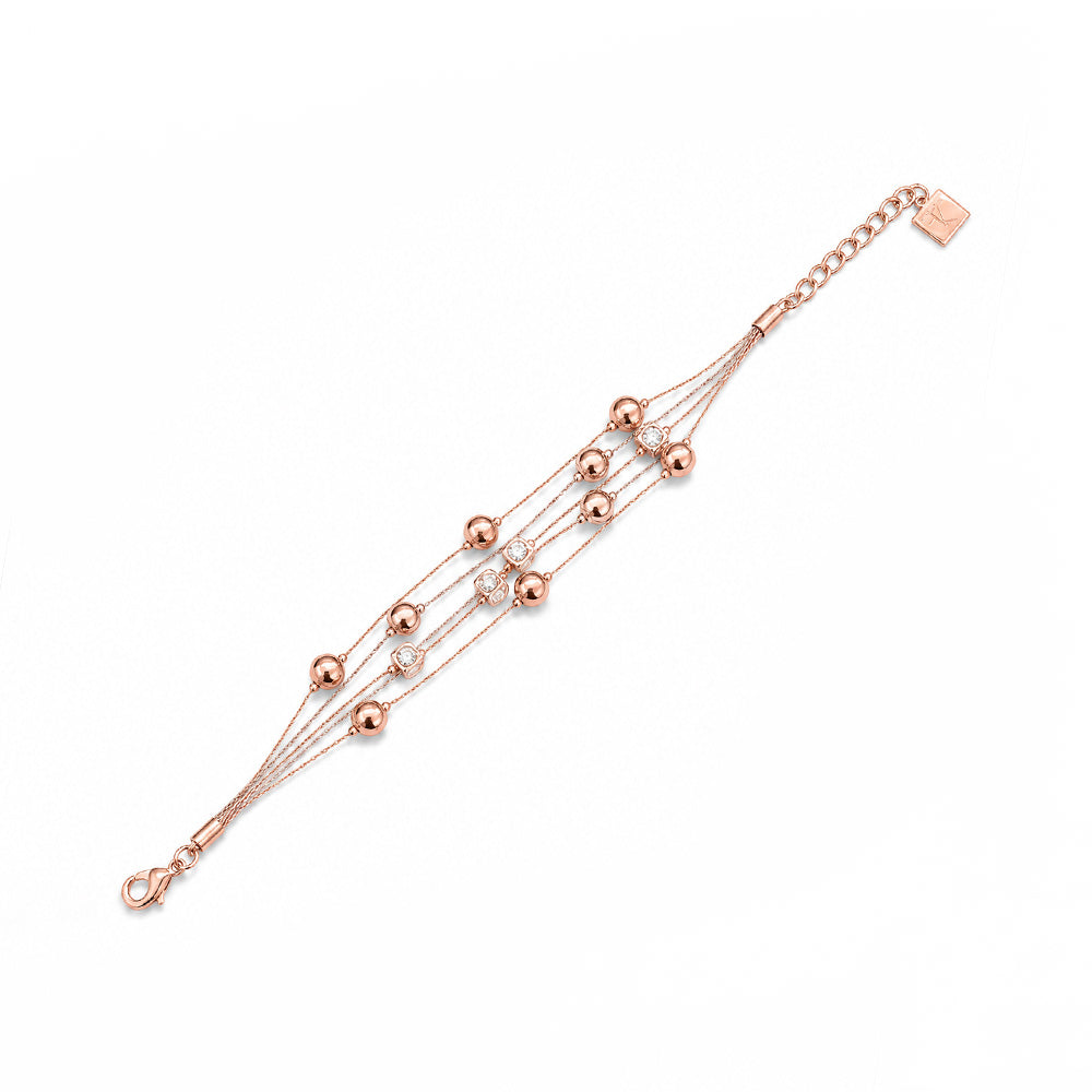 BRACCIALE MORBIDO MULTIFILO CON SFERA E CUBI CON STRASS
