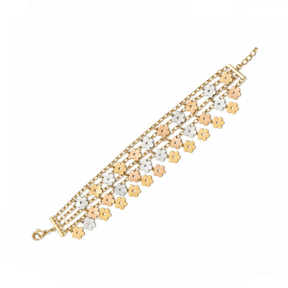 BRACCIALE MORBIDO MULTIFILO CON MARGHERITE PENDENTI