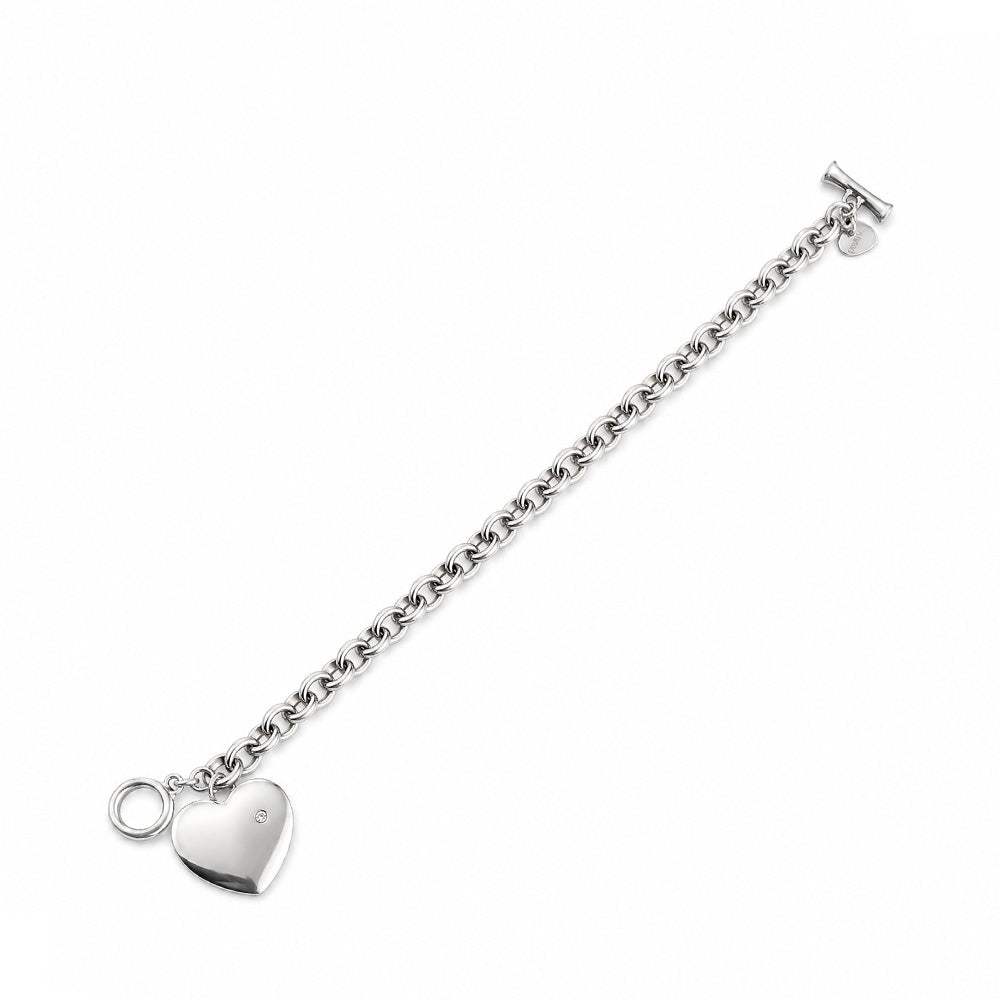 BRACCIALE A MAGLIA CIRCOLARE CON PENDENTE A FORMA DI CUORE