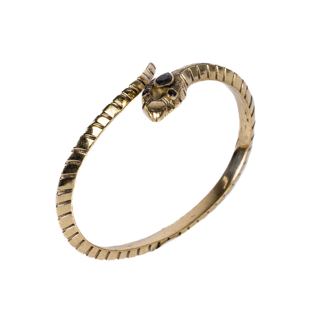 BRACCIALE RIGIDO SERPENTE CON PIETRA