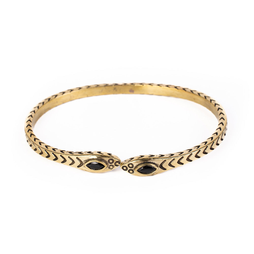 BRACCIALE RIGIDO CON SERPENTE E PIETRE