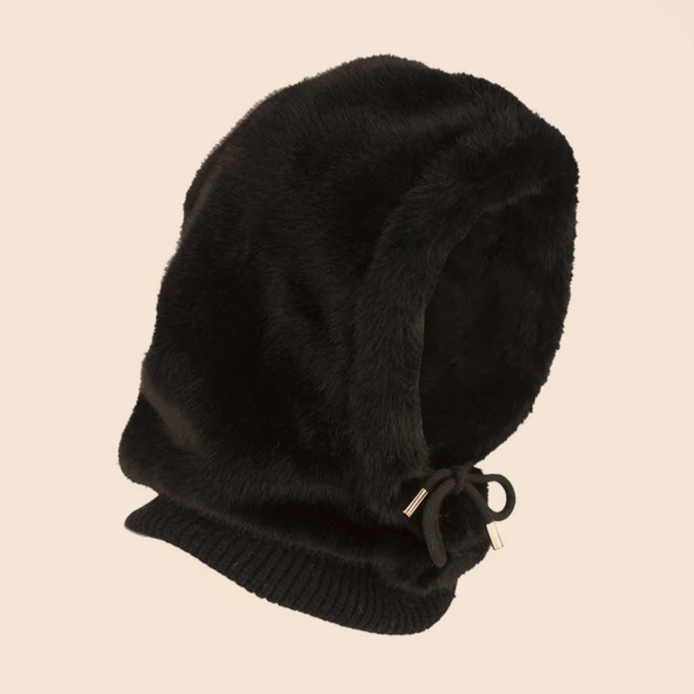 CAPPUCCIO IN ECO PELLICCIA CON LACCI