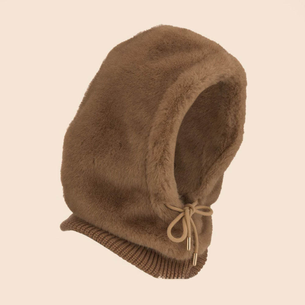 CAPPUCCIO IN ECO PELLICCIA CON LACCI