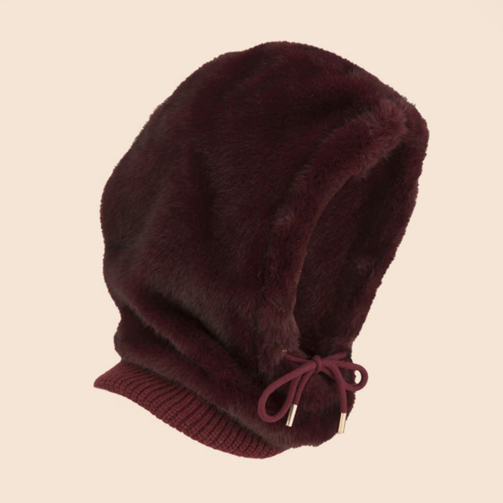 CAPPUCCIO IN ECO PELLICCIA CON LACCI