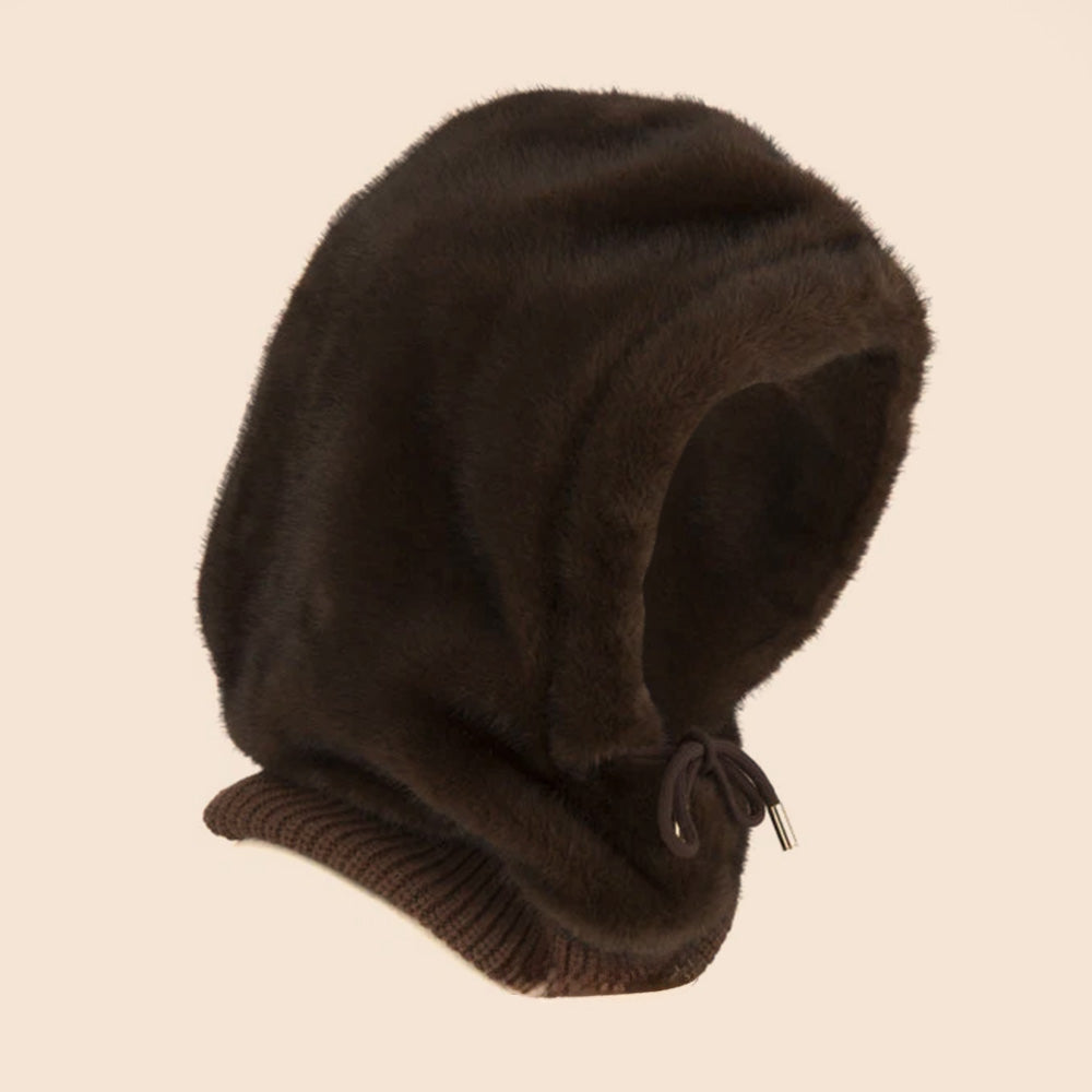 CAPPUCCIO IN ECO PELLICCIA CON LACCI