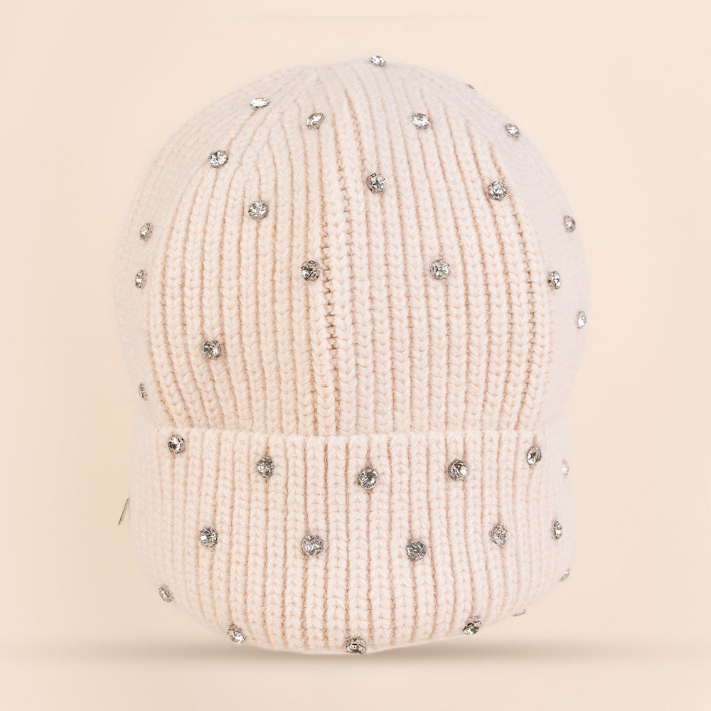 CAPPELLO A CUFFIA CON RISVOLTO CON STRASS GRANDI