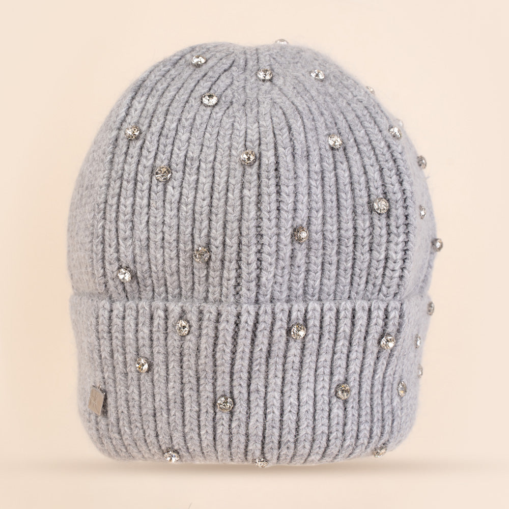 CAPPELLO A CUFFIA CON RISVOLTO CON STRASS GRANDI