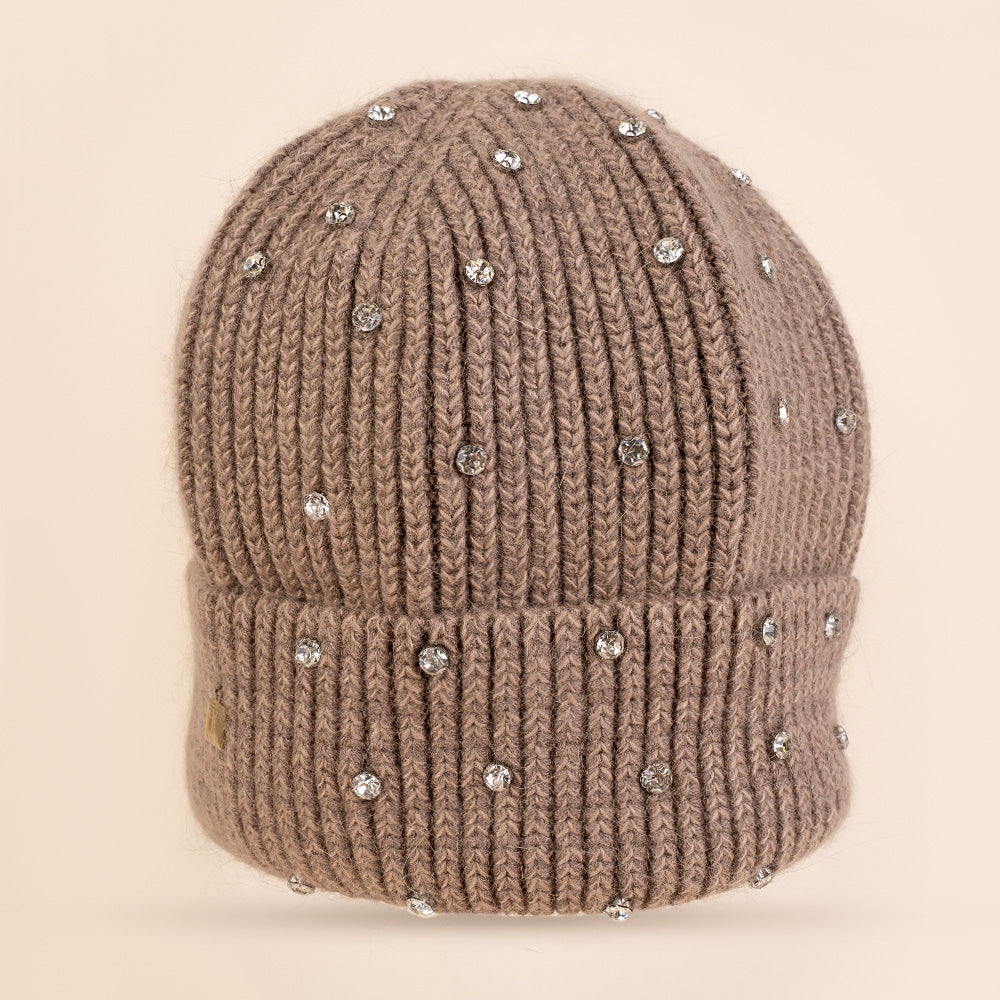 CAPPELLO A CUFFIA CON RISVOLTO CON STRASS GRANDI