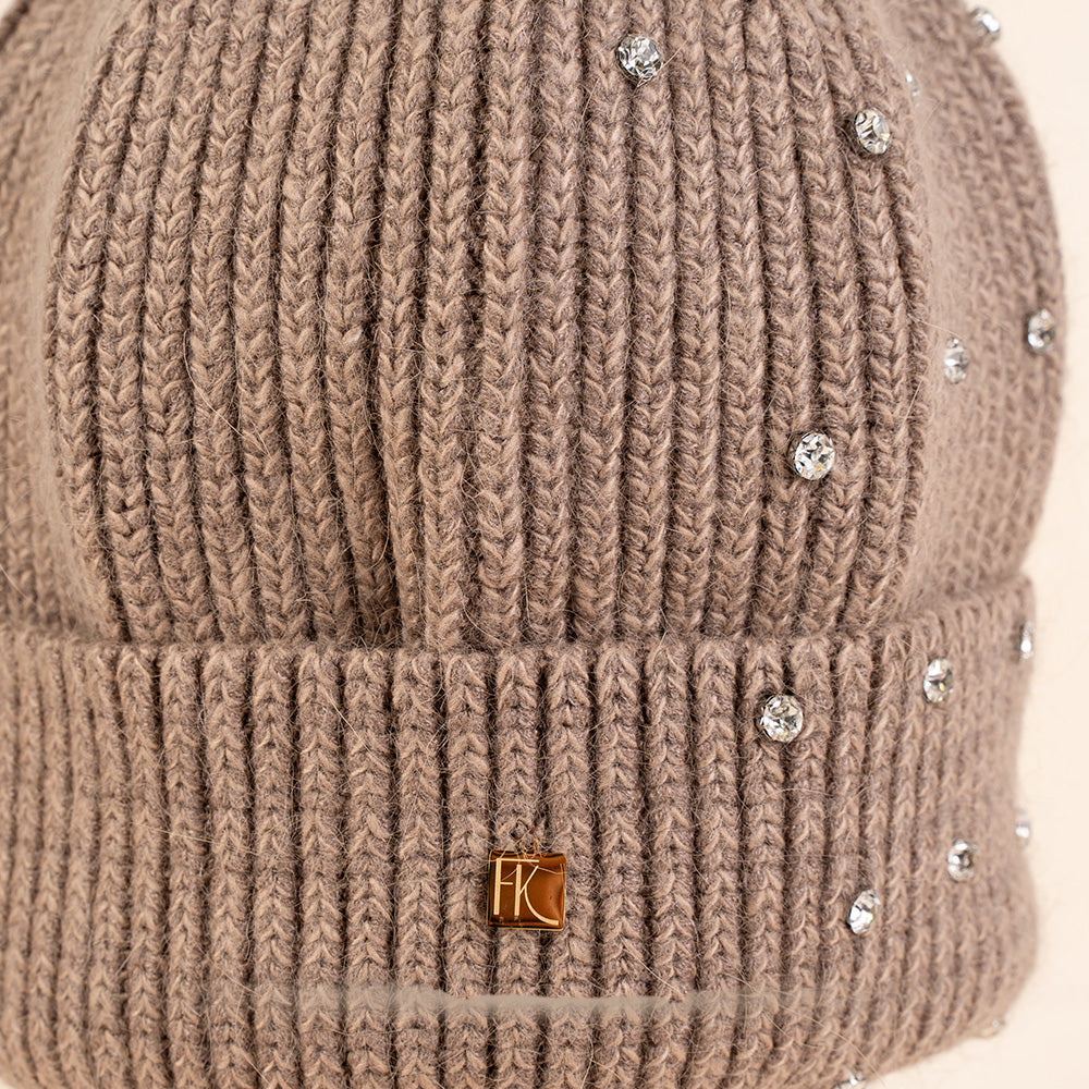 CAPPELLO A CUFFIA CON RISVOLTO CON STRASS GRANDI