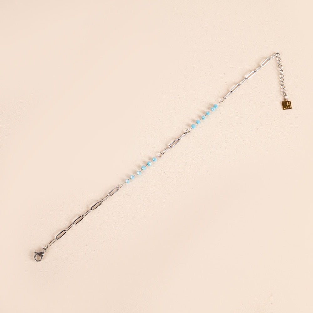 SIMPLE CHAIN ​​ANKLET WITH COLORED CRYSTALS