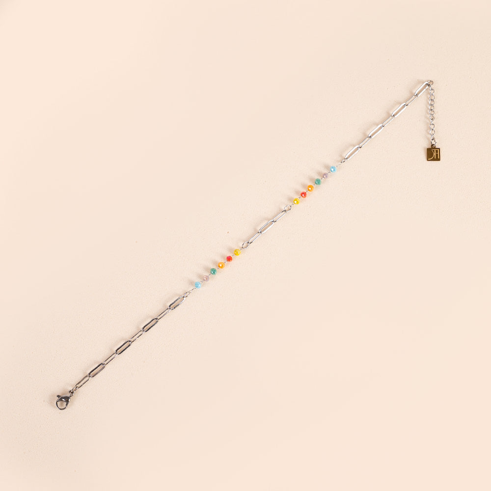 SIMPLE CHAIN ​​ANKLET WITH COLORED CRYSTALS