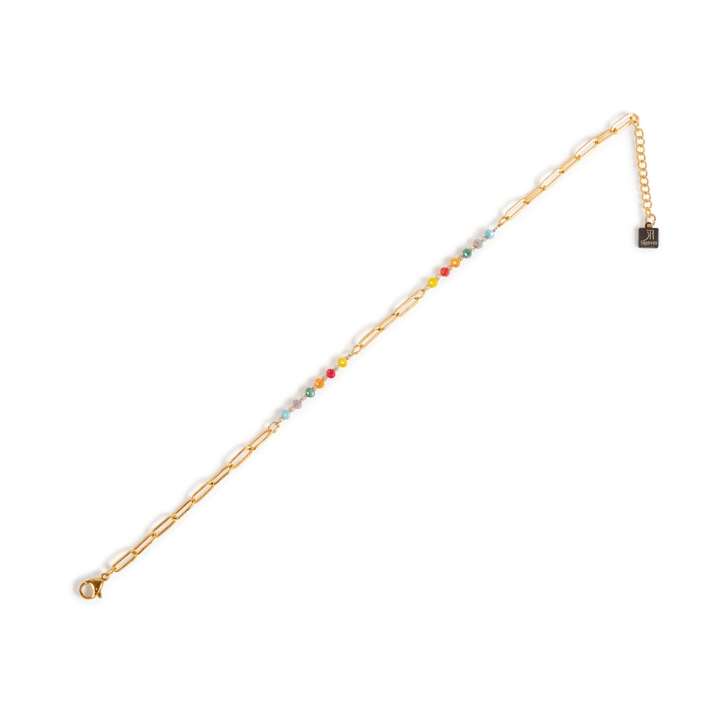 SIMPLE CHAIN ​​ANKLET WITH COLORED CRYSTALS