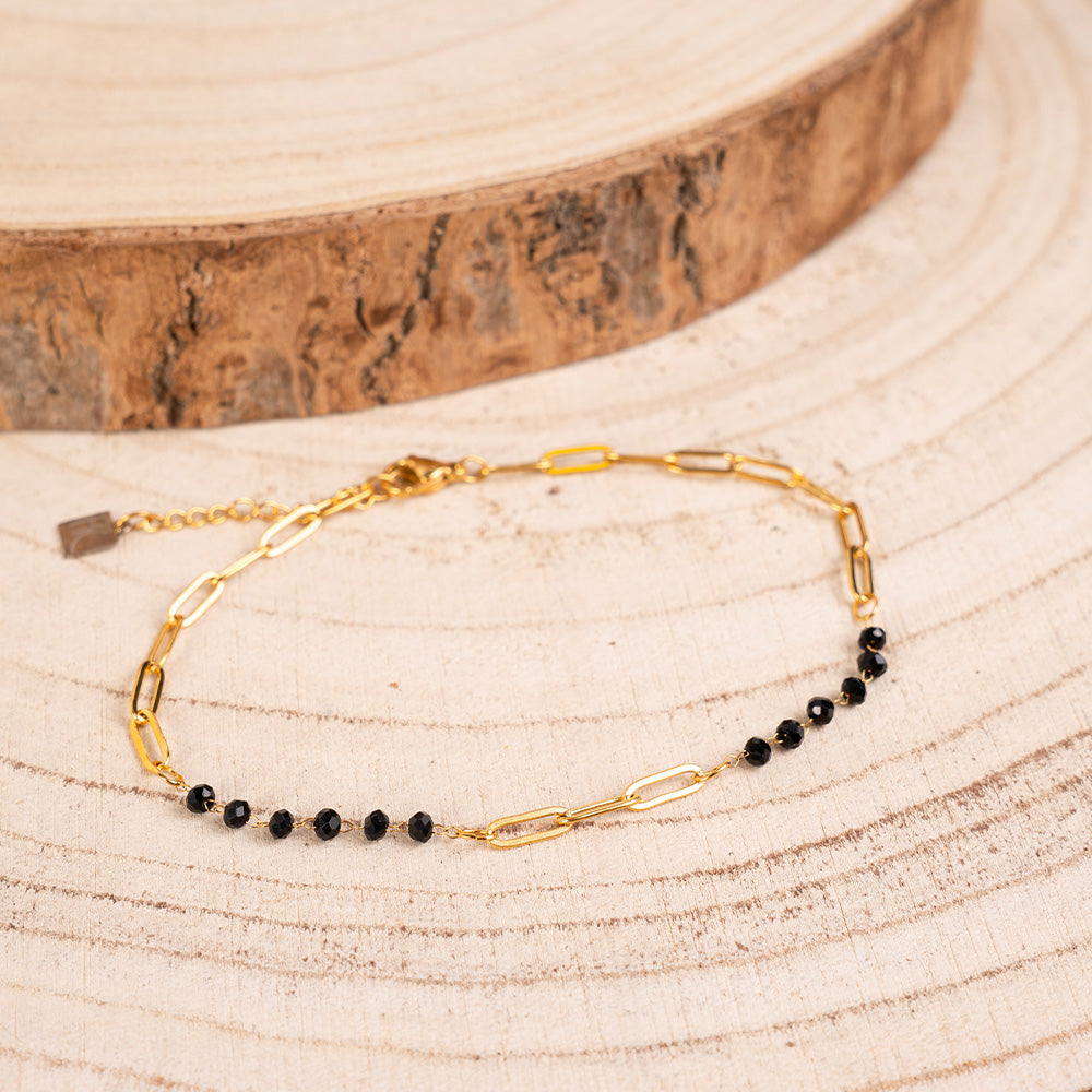 SIMPLE CHAIN ​​ANKLET WITH COLORED CRYSTALS