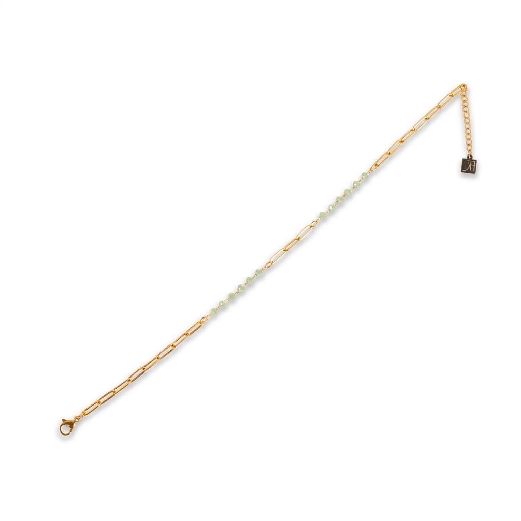 SIMPLE CHAIN ​​ANKLET WITH COLORED CRYSTALS