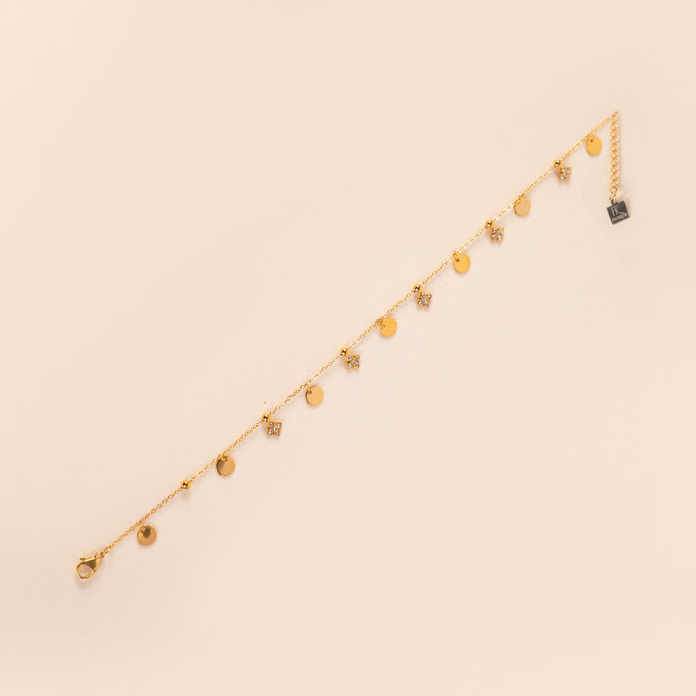 ANKLET WITH RHINESTONE FLOWERS