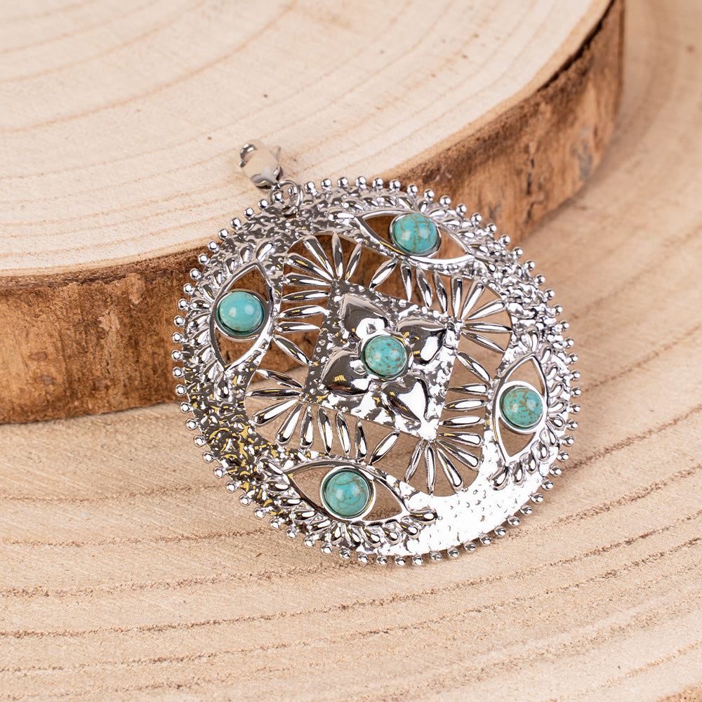 CHARM PENDANT ROSETTE WITH STONES