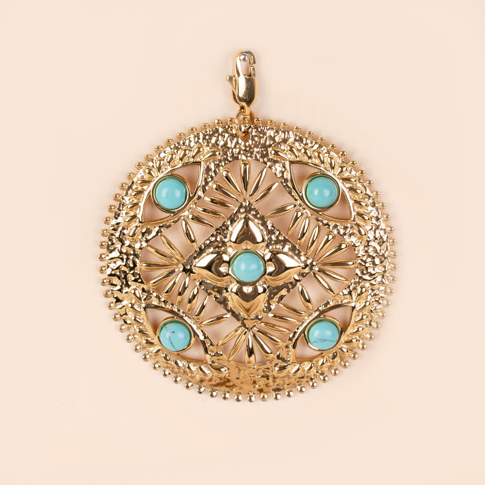 CHARM PENDANT ROSETTE WITH STONES