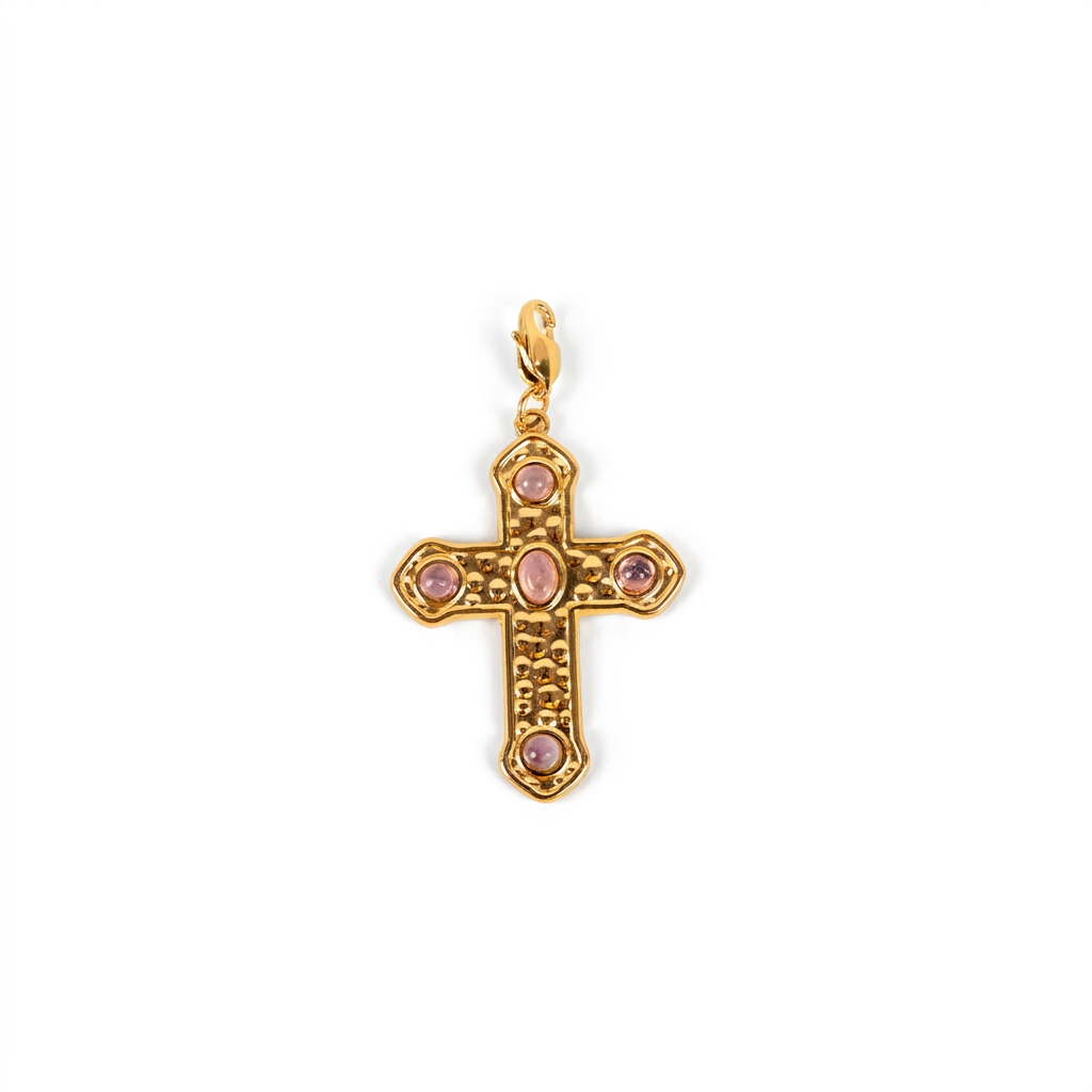 CROSS CHARM WITH STONES AT THE ENDS