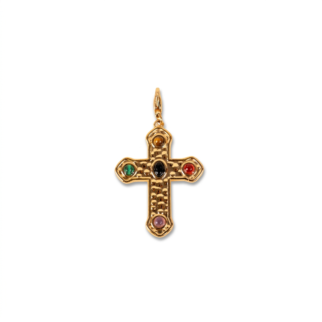 CHARM A CROCE CON PIETRE ALLE ESTREMITA'